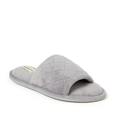 Dearfoams Beatrice Quilted Microfiber Terry Shower Slide Slipper In Gray