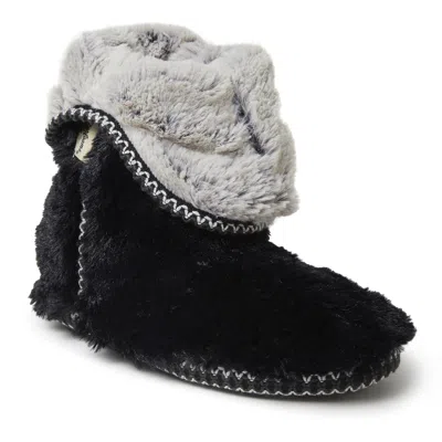 Dearfoams Beth Furry Womens Memory Foam Bootie Slippers In Black