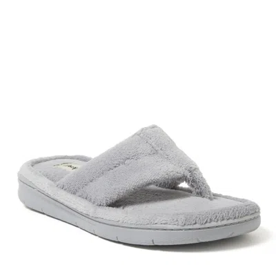 Dearfoams Wrenley Terry Womens Memory Foam Slip-on Slippers In Gray