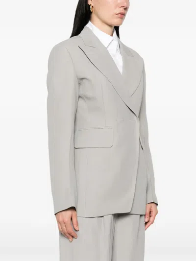 Seafarer Grey Solid Notched Lapel Blazer In Gray