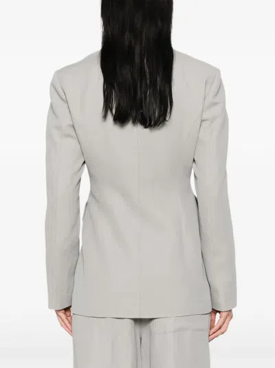 Seafarer Grey Solid Notched Lapel Blazer In Gray