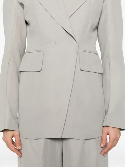 Seafarer Grey Solid Notched Lapel Blazer In Gray
