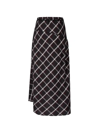 Tomboy Unbalanced Check-pattern Maxi Skirt In Multi