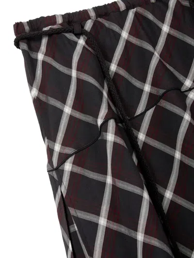 Tomboy Unbalanced Check-pattern Maxi Skirt In Multi