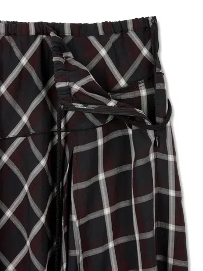 Tomboy Unbalanced Check-pattern Maxi Skirt In Multi