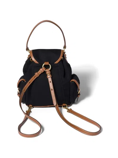 Miu Miu Canvas And Leather Backpack In Black