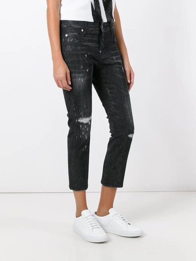 Shop Dsquared2 Cool Girl Cropped Microstudded Jeans In Black