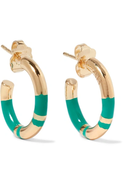 Shop Aurelie Bidermann Positano Enameled Gold-plated Hoop Earrings