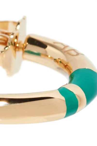 Shop Aurelie Bidermann Positano Enameled Gold-plated Hoop Earrings