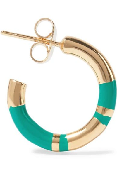 Shop Aurelie Bidermann Positano Enameled Gold-plated Hoop Earrings