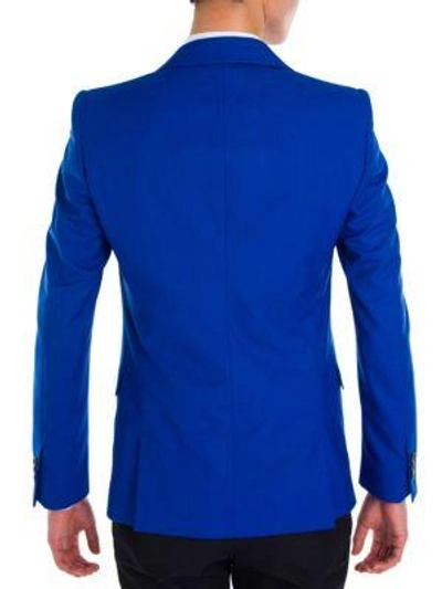 Shop Alexander Mcqueen Solid Periwinkle Wool & Silk Jacket