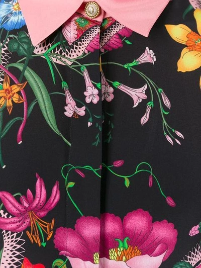 Shop Gucci Flora Snake Print Silk Dress In Multicolour