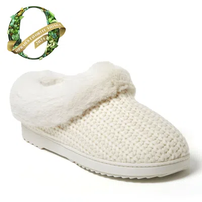 Dearfoams Hannah Festive Knit Womens Memory Foam Clog Slippers In White