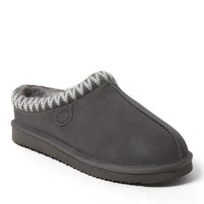 Dearfoams Fireside Grafton Genuine Shearling Clog Slipper With Taping In Gray