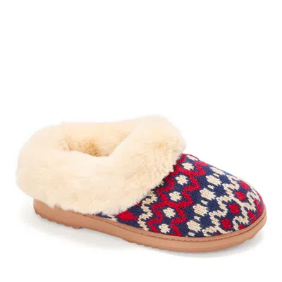 Dearfoams Hannah Festive Knit Womens Memory Foam Clog Slippers In Red