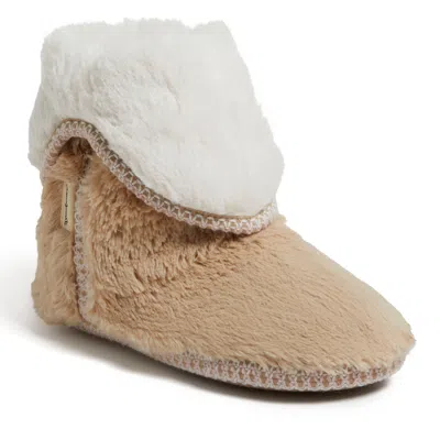 Dearfoams Beth Furry Womens Memory Foam Bootie Slippers In Brown