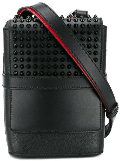 Christian Louboutin Benech Reporter Embellished Leather Messenger Bag In Black/black/bk