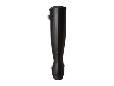 Hunter Womens Embossed Side Buckled Round Toe Mid-calf Rainboots Black