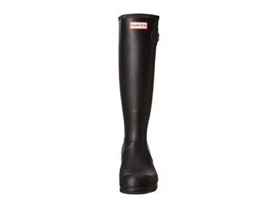 Hunter Womens Embossed Side Buckled Round Toe Mid-calf Rainboots Black