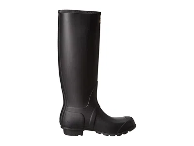 Hunter Womens Embossed Side Buckled Round Toe Mid-calf Rainboots Black