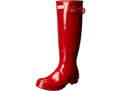 Hunter Original Tall Gloss Rain Boots In Red