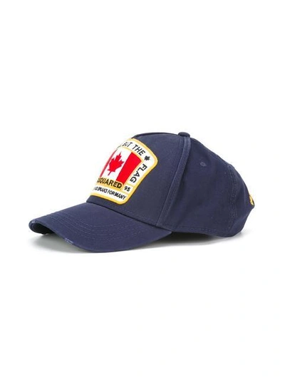 Shop Dsquared2 Canadian Logo Patch Cap In Blue