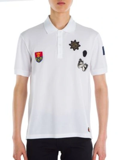 Alexander Mcqueen Embroidered Patch Polo In White Multicolor
