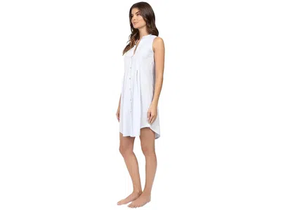 Hanro Cotton Deluxe Sleeveless Shirtwaist Nightgown In Blue Glow