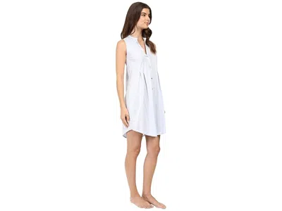 Hanro Cotton Deluxe Sleeveless Shirtwaist Nightgown In Blue Glow