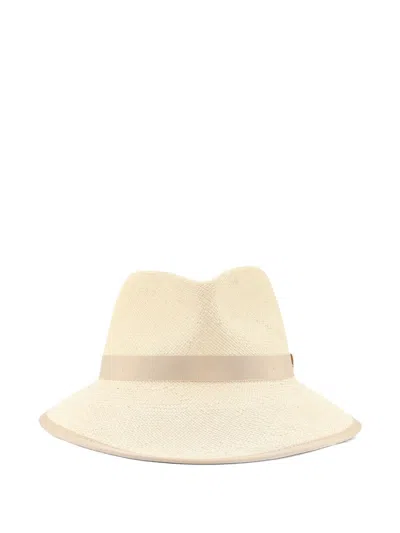 Max Mara Maxmara Mxadolmen Woven Straw Hat With Grosgrain Band In Pink