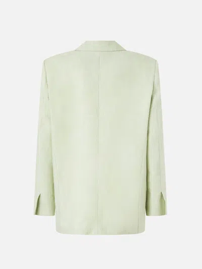 Pinko Flap Pocket Button Fastening Long Sleeve Jacket With Peaked Lapels In Green