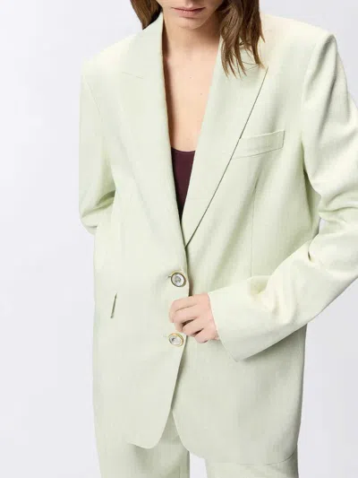 Pinko Flap Pocket Button Fastening Long Sleeve Jacket With Peaked Lapels In Green