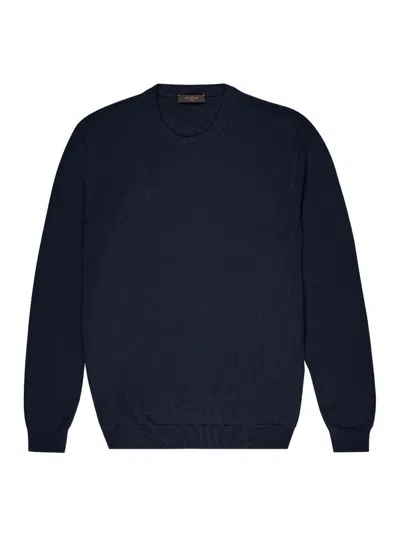Zanone Knit Pullover Regular Fit Crew Neck In Blue