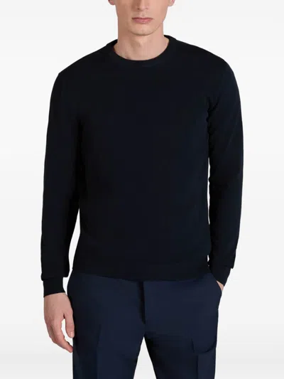 Zanone Knit Pullover Regular Fit Crew Neck In Blue