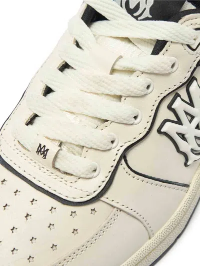 Amiri Newport White Sneakers Low Top With Logo Patch On The Side And Contrasting Heel With Leather Logo Le In Multi