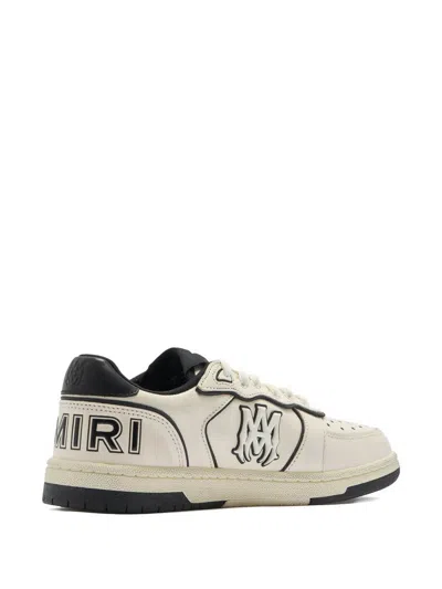 Amiri Newport White Sneakers Low Top With Logo Patch On The Side And Contrasting Heel With Leather Logo Le In Multi