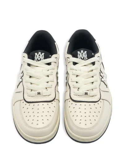 Amiri Newport White Sneakers Low Top With Logo Patch On The Side And Contrasting Heel With Leather Logo Le In Multi