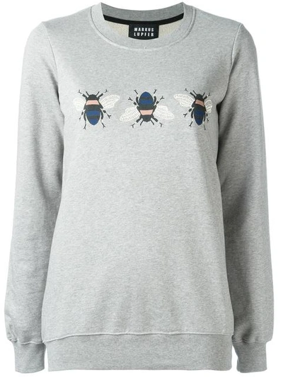Markus Lupfer Bumble Embroidered Printed Cotton Sweatshirt