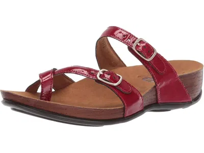 Sas Shelly Adjustable Toe Loop Slide Sandal In Red