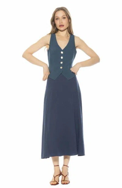 Alexia Admor Liliana Button Front Vest In Blue