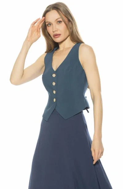 Alexia Admor Liliana Button Front Vest In Blue