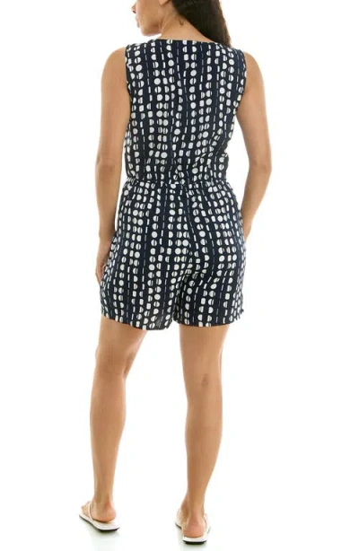Nina Leonard Patterned Woven Romper In Multi