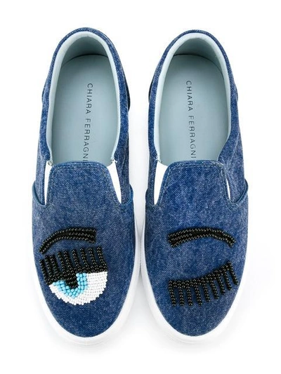 Shop Chiara Ferragni Embellished Slip-on Sneakers