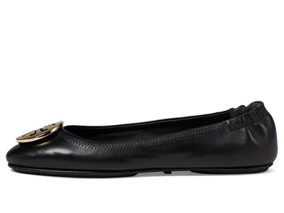 Tory Burch Leather Ballerinas With Metal Logo On The Front In Multi