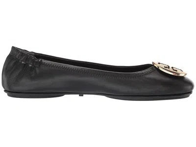 Tory Burch Leather Ballerinas With Metal Logo On The Front In Multi