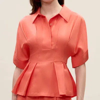 Rebecca Taylor Lena Shine Blouse In Coral In Orange