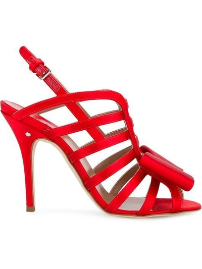 Shop Laurence Dacade Bow-embellished Cage Sandals In Red
