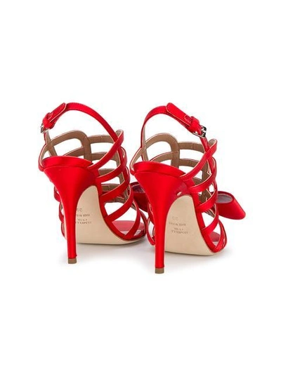 Shop Laurence Dacade Bow-embellished Cage Sandals In Red
