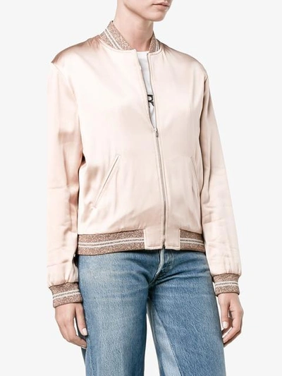 Shop Saint Laurent Love Logo Bomber Jacket In Pink