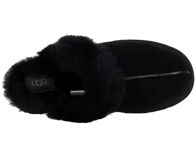 Ugg Disquette Shearling-trimmed Suede Slippers In Black